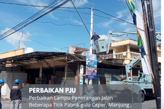 Perbaikan PJU di ruas Ceper