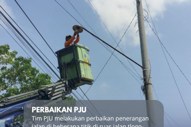 Tim PJU Dishub Klaten Lakukan Perbaikan Penerangan Jalan Di Ruas Jalan Tlogo Dan Pasar Deli