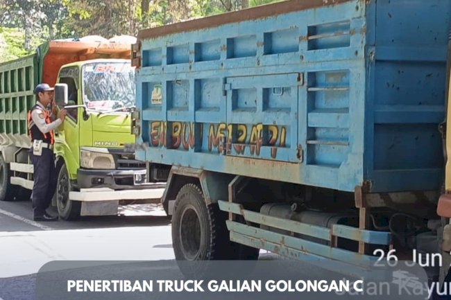 Tim Dalops Dishub Klaten Lakukan Penertiban Armada Truk Pengangkut Material Galian Golongan C