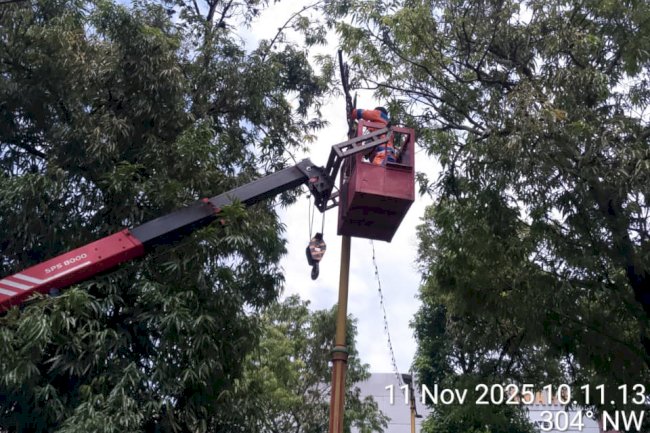 Lampu Hias Diganti Total! Tim PJU Dishub Perbaiki Korsleting Jaringan Listrik di Depan Tjokro Hotel
