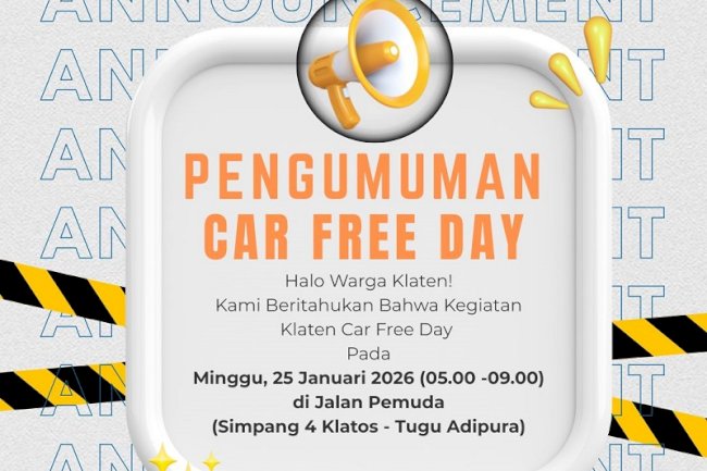 Klaten Car Free Day Minggu Besok: Jalan Pemuda Hanya untuk Sobat Darat!