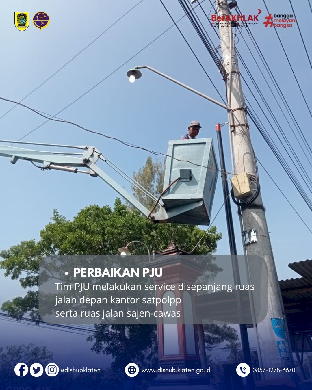 Perbaikan PJU di beberapa titik ruas Jalan Sajen-Cawas.
