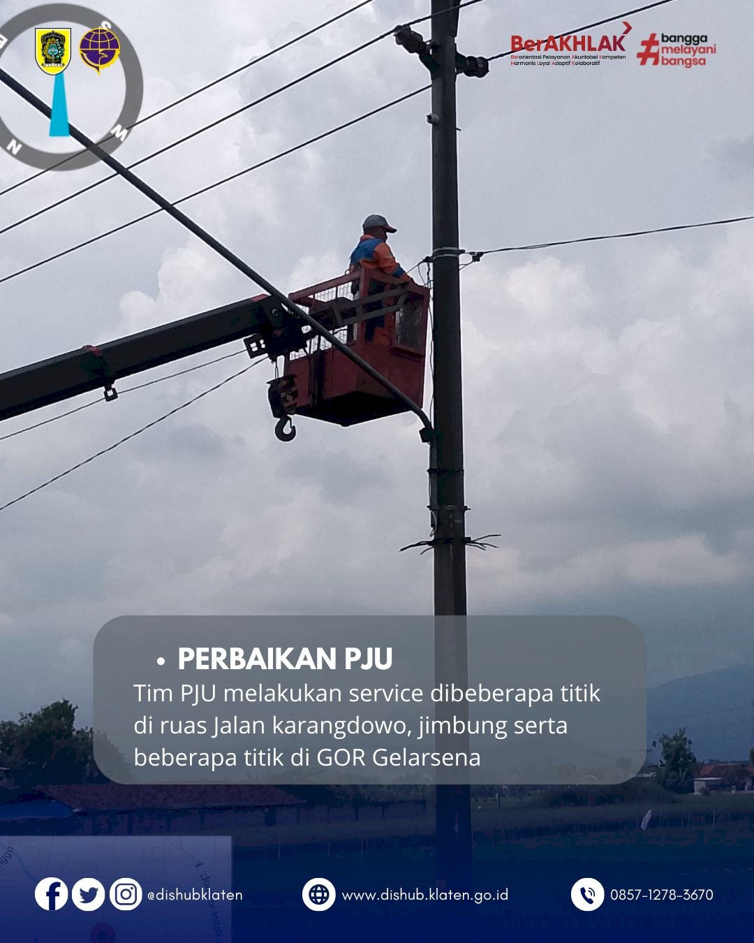 Dishub Klaten Perbaiki PJU di Karangdowo dan GOR Gelarsena