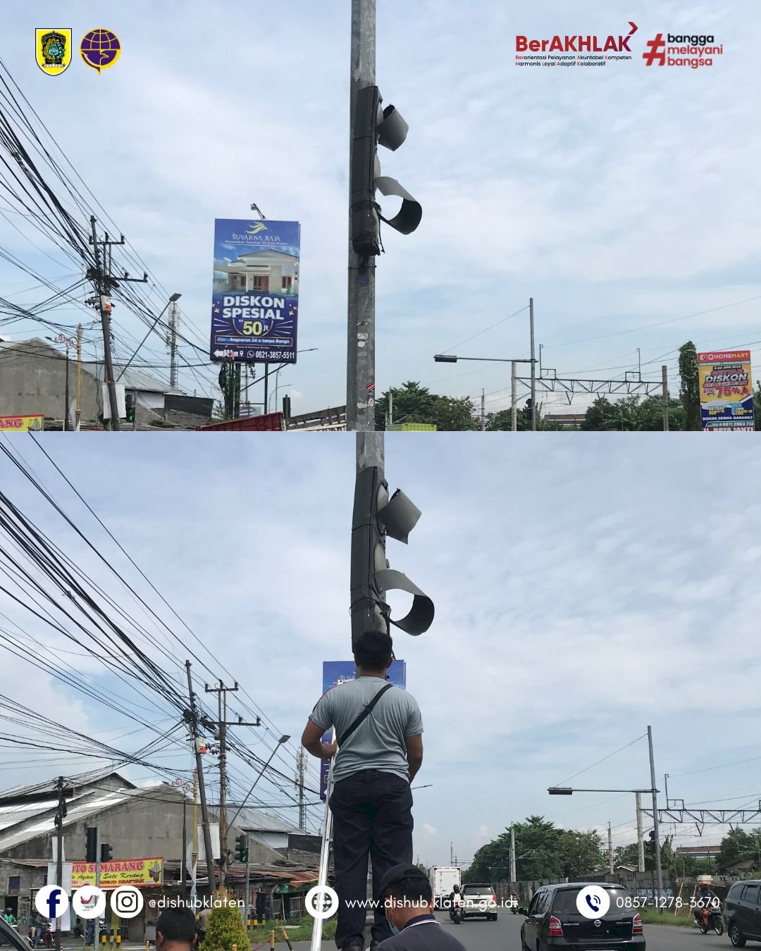 Tim Traffic Dishub Klaten Perbaiki Box Traffic Di Simpang Klasis