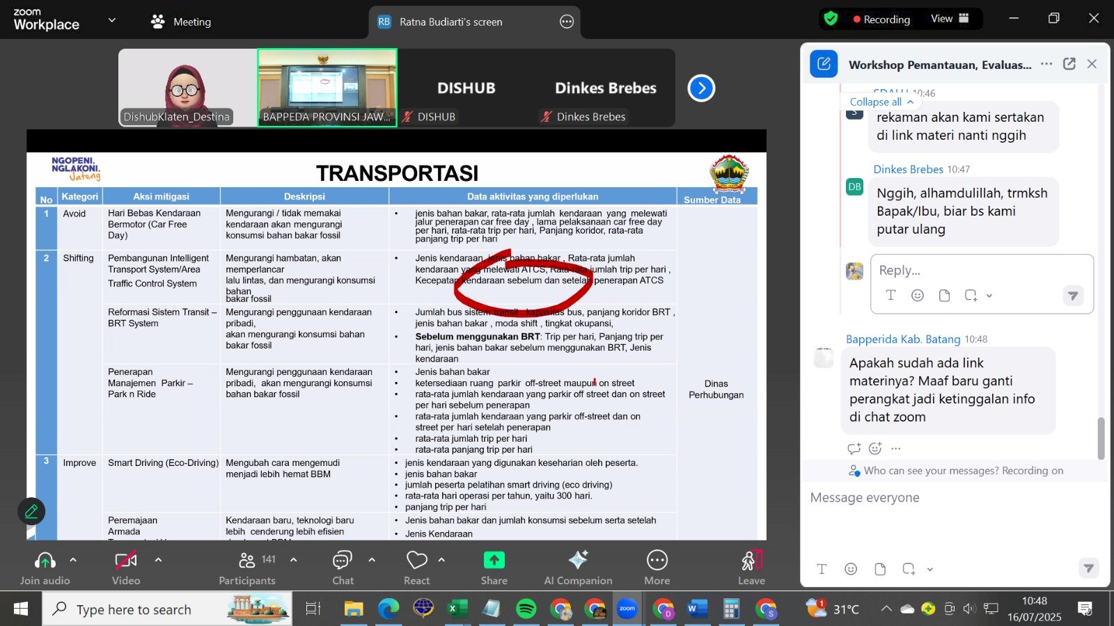 Pegawai Dishub Klaten Ikuti Workshop Pemantauan Evaluasi dan Pelaporan Aksi Rendah Karbon