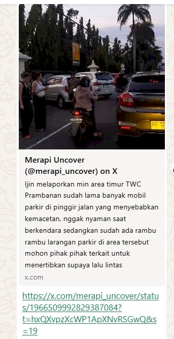 Dishub Klaten Tindaklanjuti Aduan Media Sosial, Tertibkan Parkir Liar di Kawasan TWC Prambanan