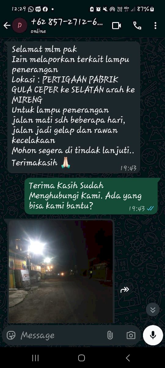 Cahaya Kembali Menyapa: Perbaikan Kilat PJU Pertigaan Pabrik Gula Ceper