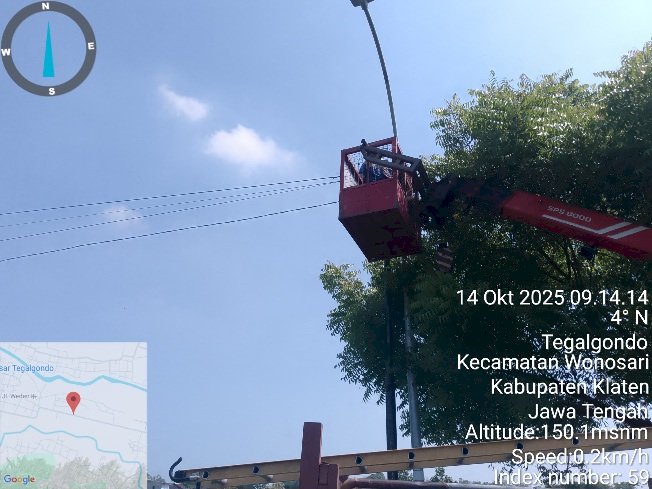Kabel PJU Ambruk di Sukorejo–Tegalgondo: Dishub Klaten Evakuasi Darurat dengan Boom Truck!