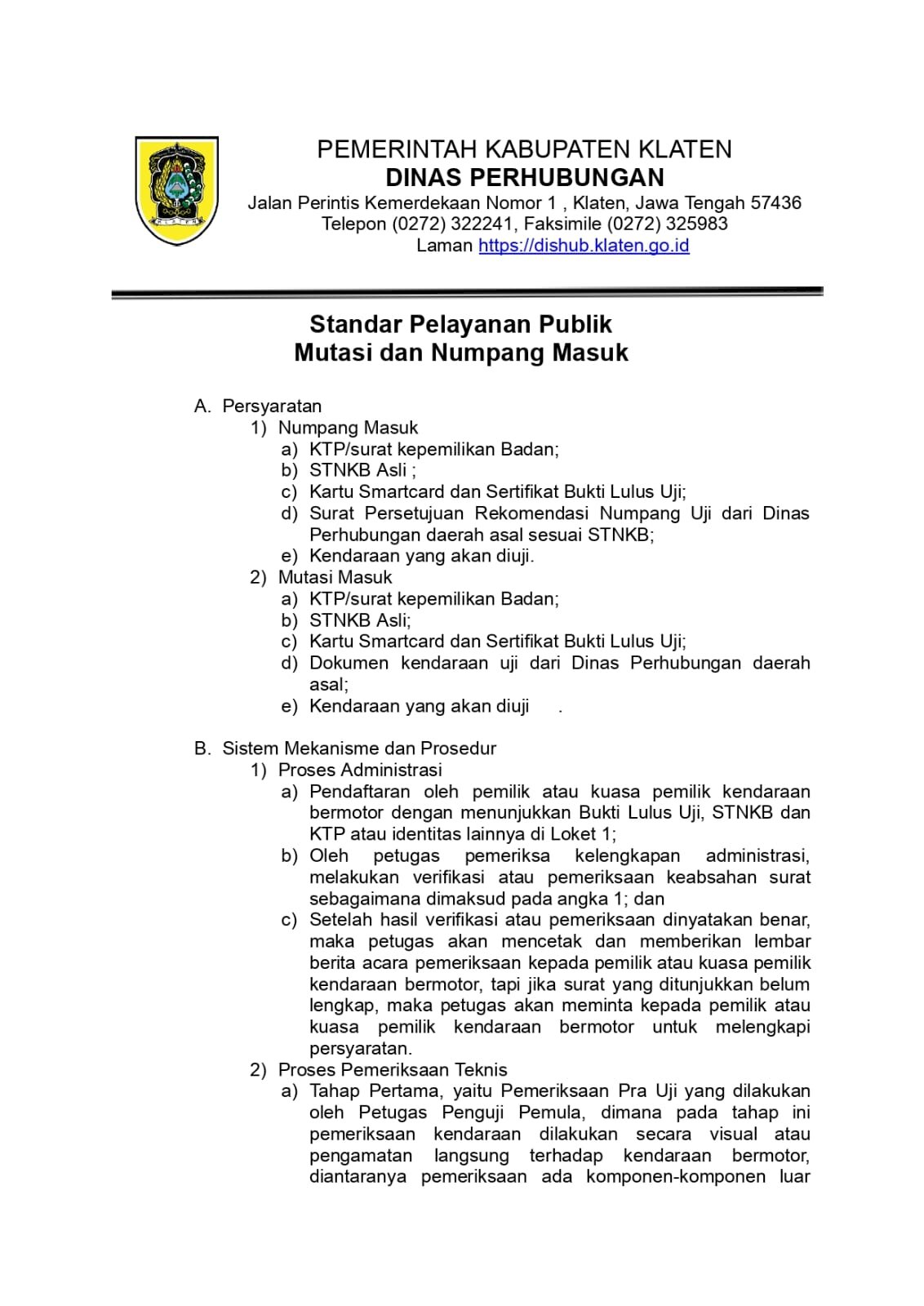 Anti Ribet! Proses Numpang & Mutasi Uji Masuk Hanya 45 Menit di Dishub Klaten