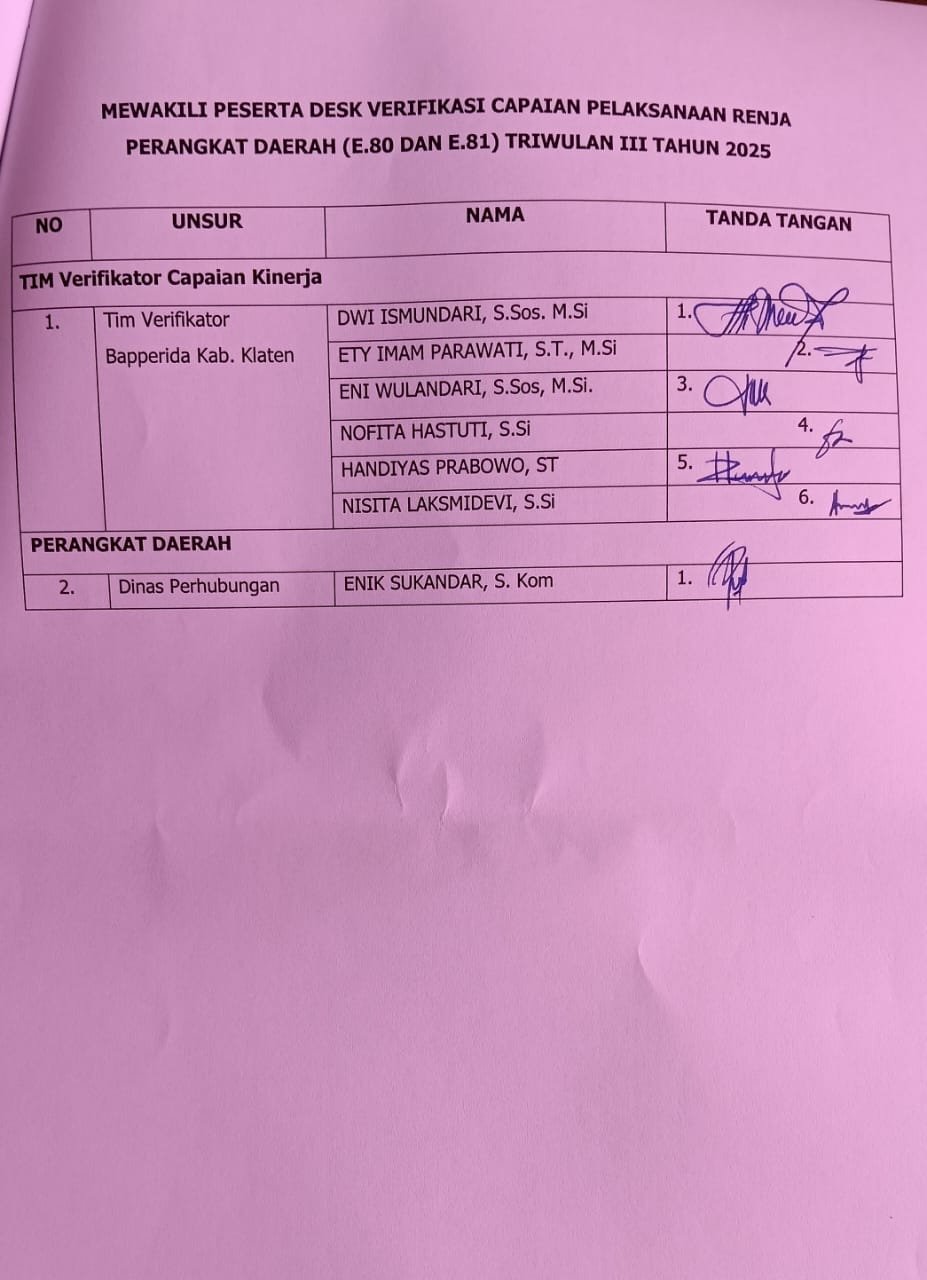 Dishub Klaten Lolos Verifikasi E.81 dengan Catatan Kecil, Perbaikan Segera Dilaksanakan