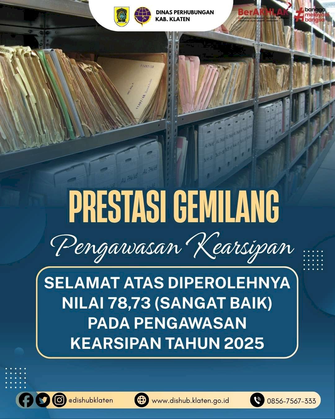 Dinas Perhubungan Klaten Raih Nilai 78,73: Peringkat Kearsipan Tertinggi Sektor Infrastruktur