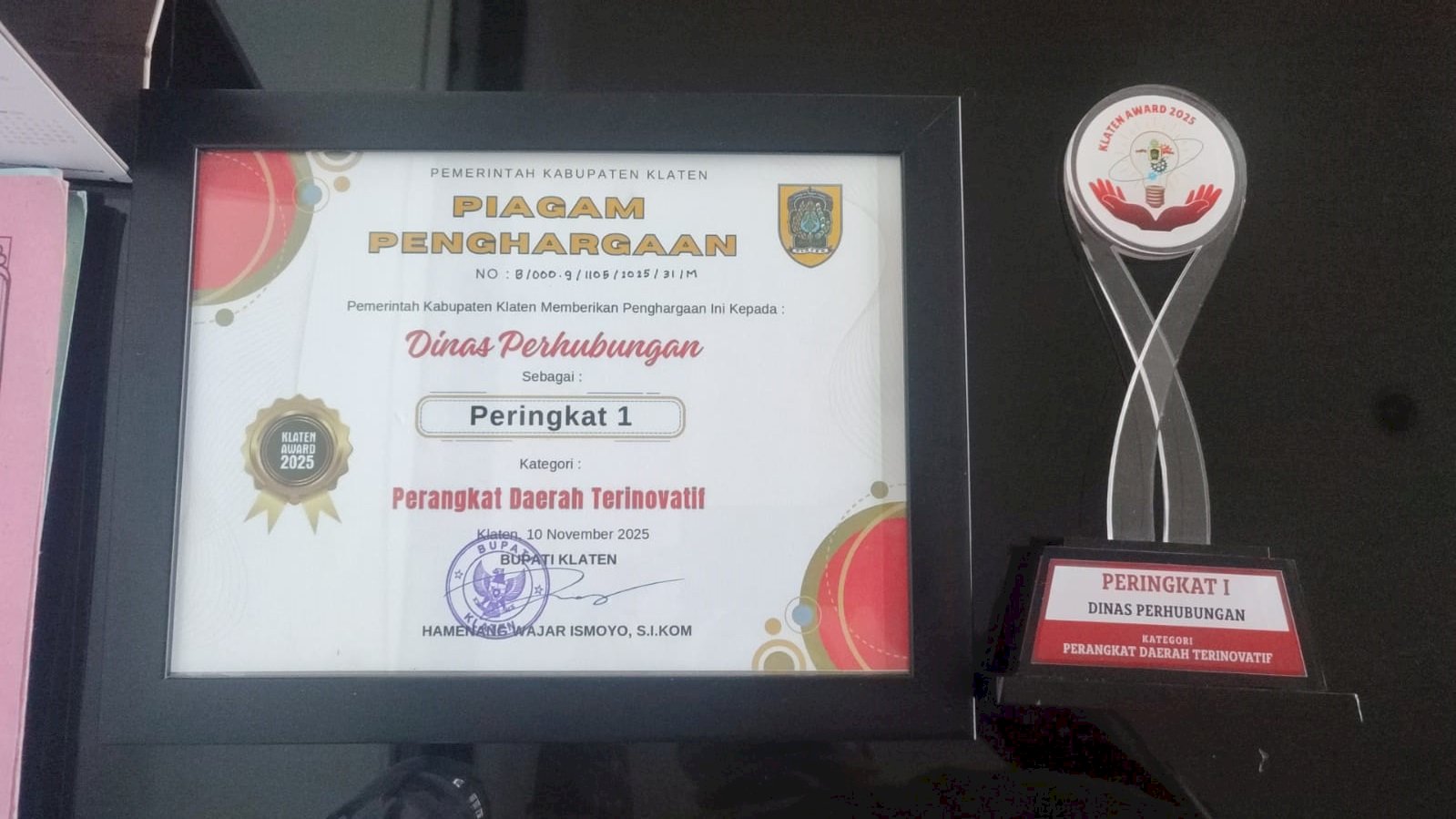 Dishub Raih Juara I & III Klaten Award 2025 - Inovasi SITARU SIMANUK ANAKBUS SITRACING