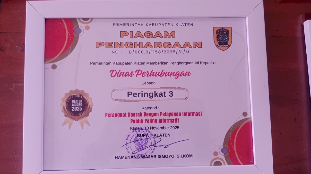 Dishub Raih Juara I & III Klaten Award 2025 - Inovasi SITARU SIMANUK ANAKBUS SITRACING