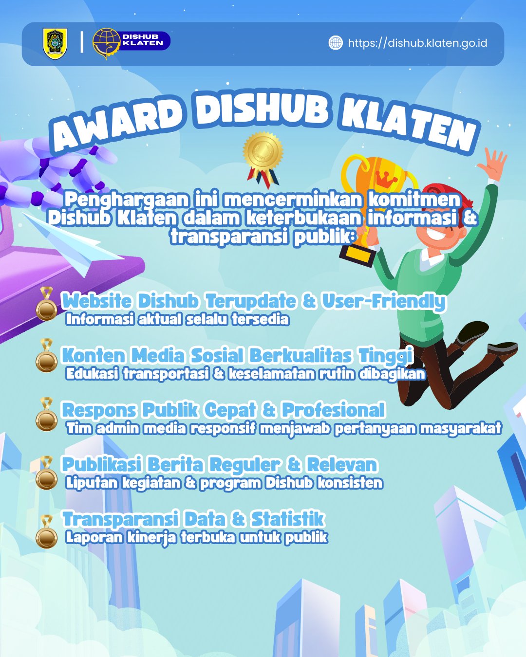 Prestasi Dinas Perhubungan Klaten Raih Penghargaan Perangkat Daerah Terbaik Pelayanan Informasi Publik