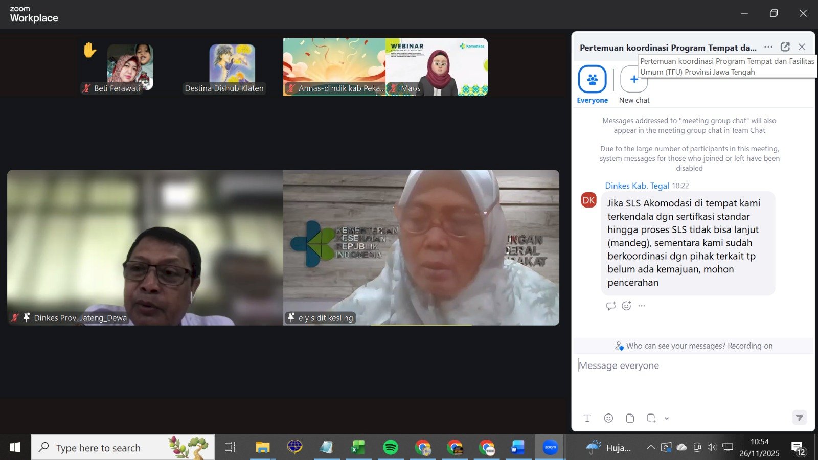 Koordinasi Program Tempat Fasilitas Umum Jawa Tengah Digelar Daring, Klaten Ikuti Sosialisasi Kesehatan Lingkungan
