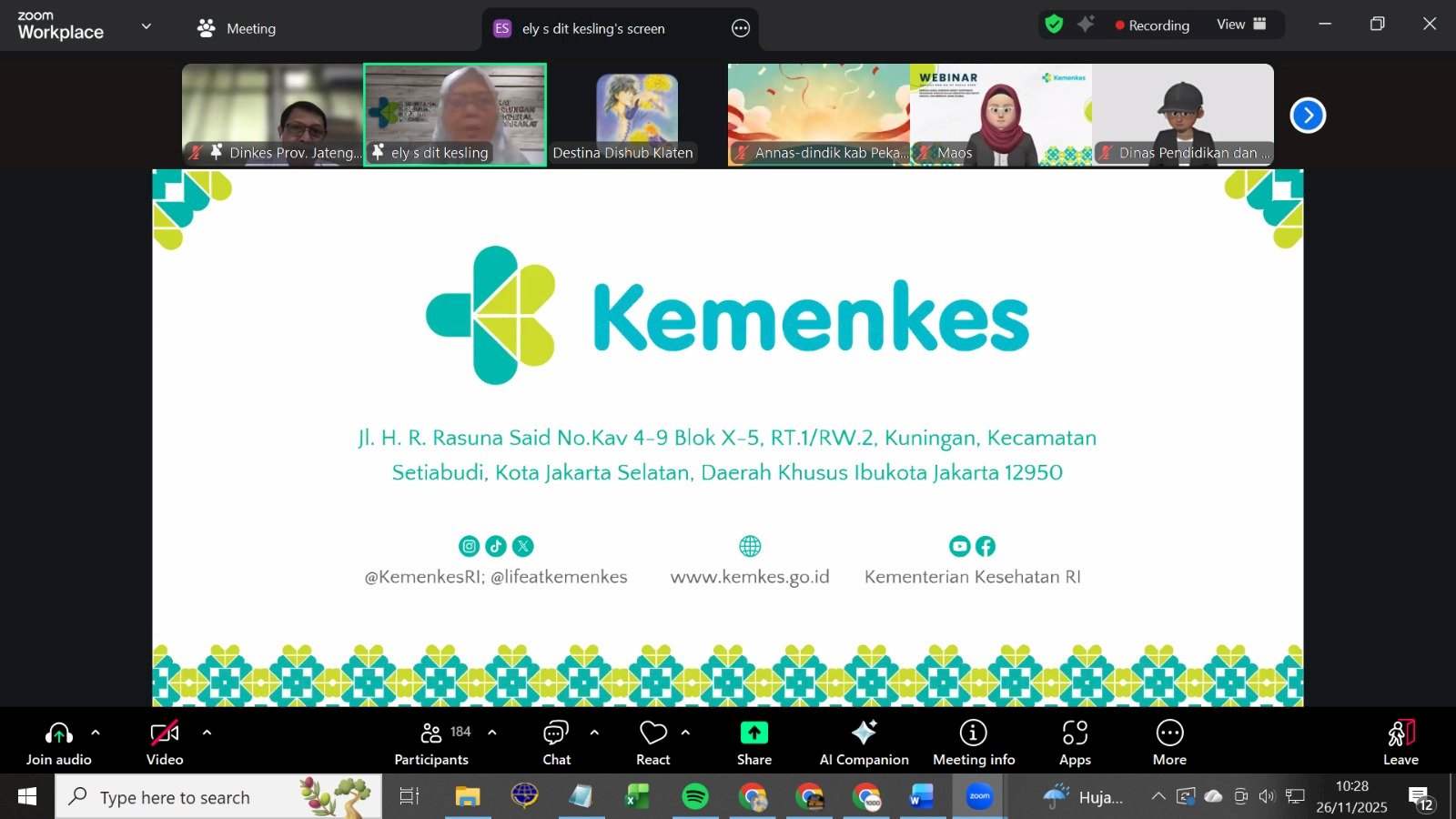Koordinasi Program Tempat Fasilitas Umum Jawa Tengah Digelar Daring, Klaten Ikuti Sosialisasi Kesehatan Lingkungan