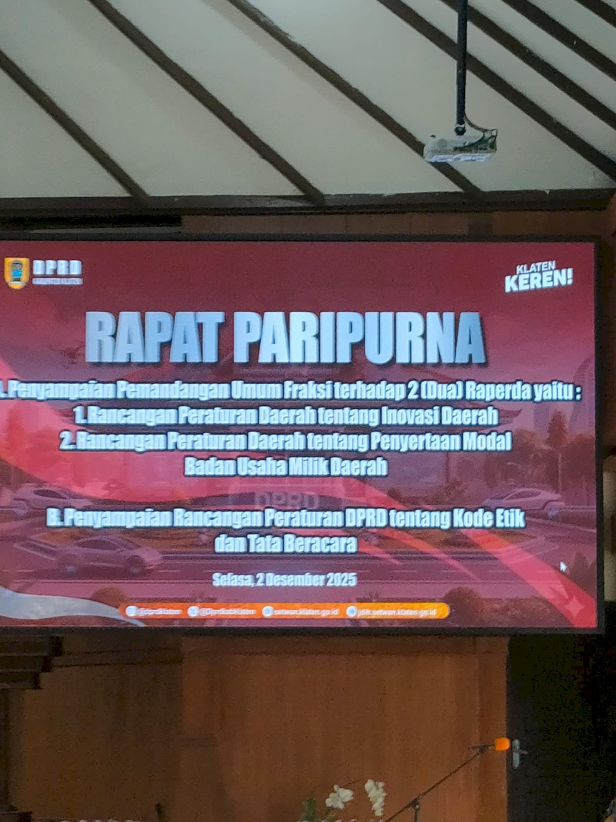 Dishub Klaten Hadir di Rapat Paripurna DPRD, Respons Pembukaan Rancangan Undang-Undang dan Surat Masuk Disiapkan