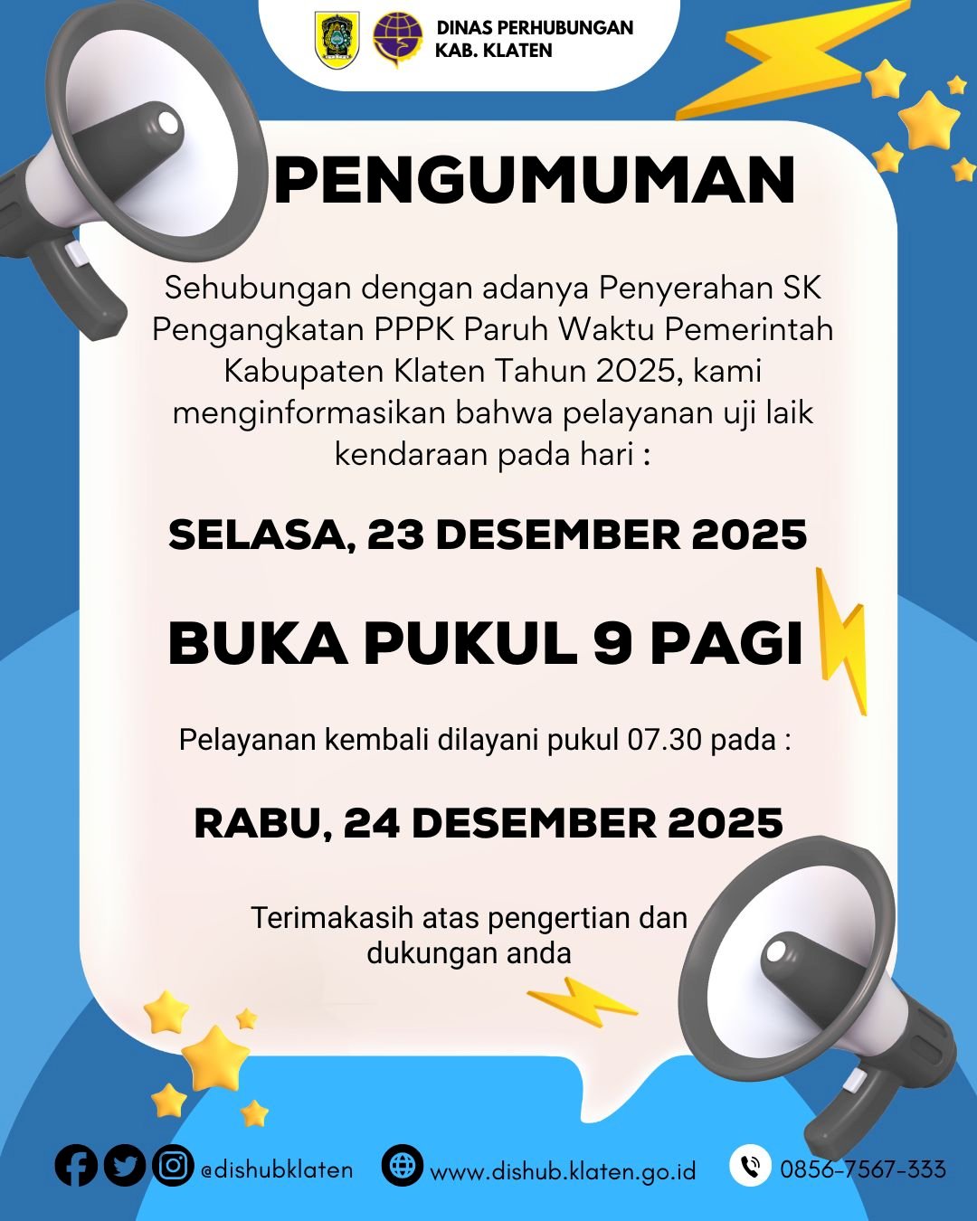 Selasa Buka Jam 9 Pagi! Dishub Klaten "Pause" Sebentar Demi Momen Spesial 