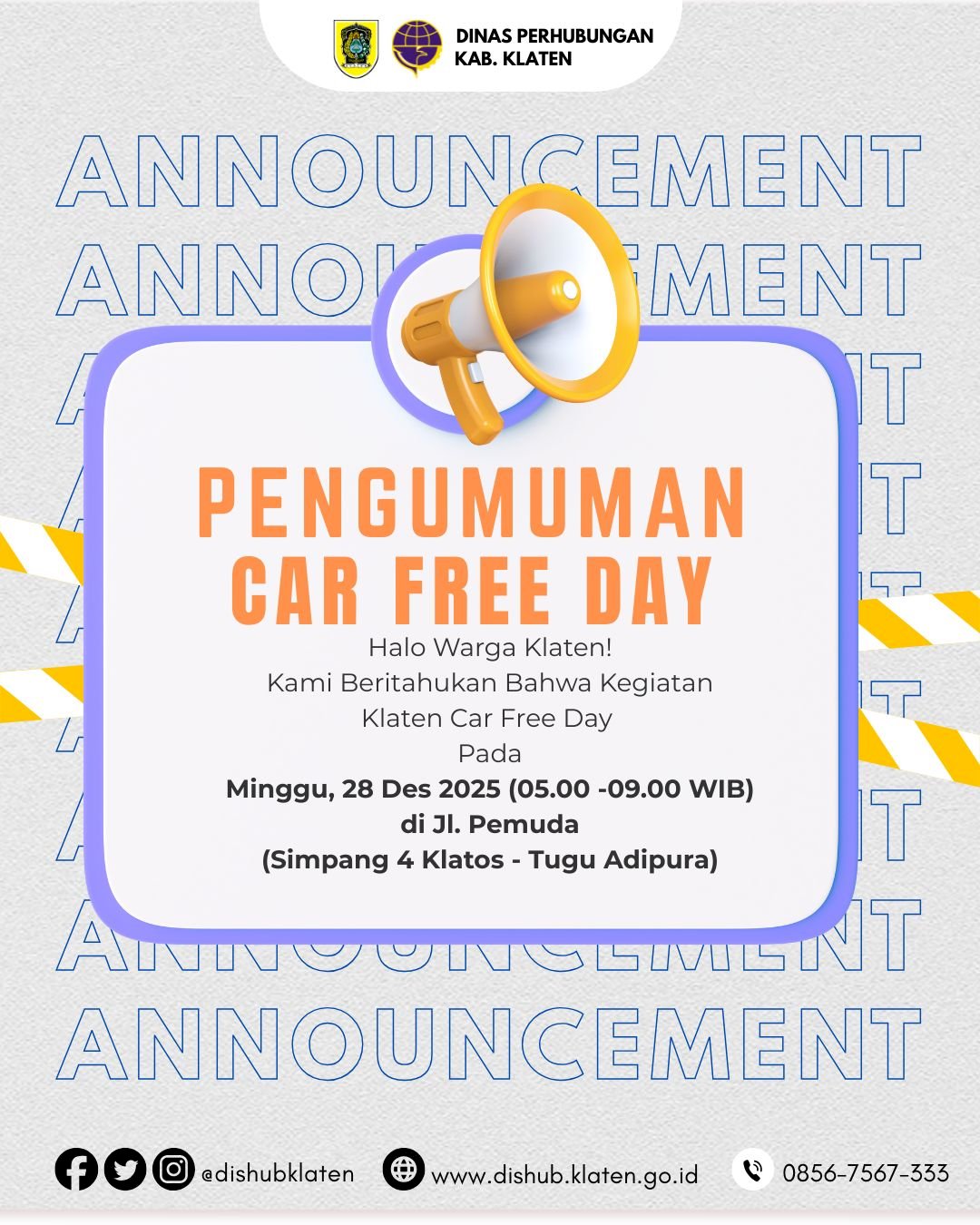 Car Free Day 28 Desember 2025 - Akhir Tahun Bersama Dishub Klaten