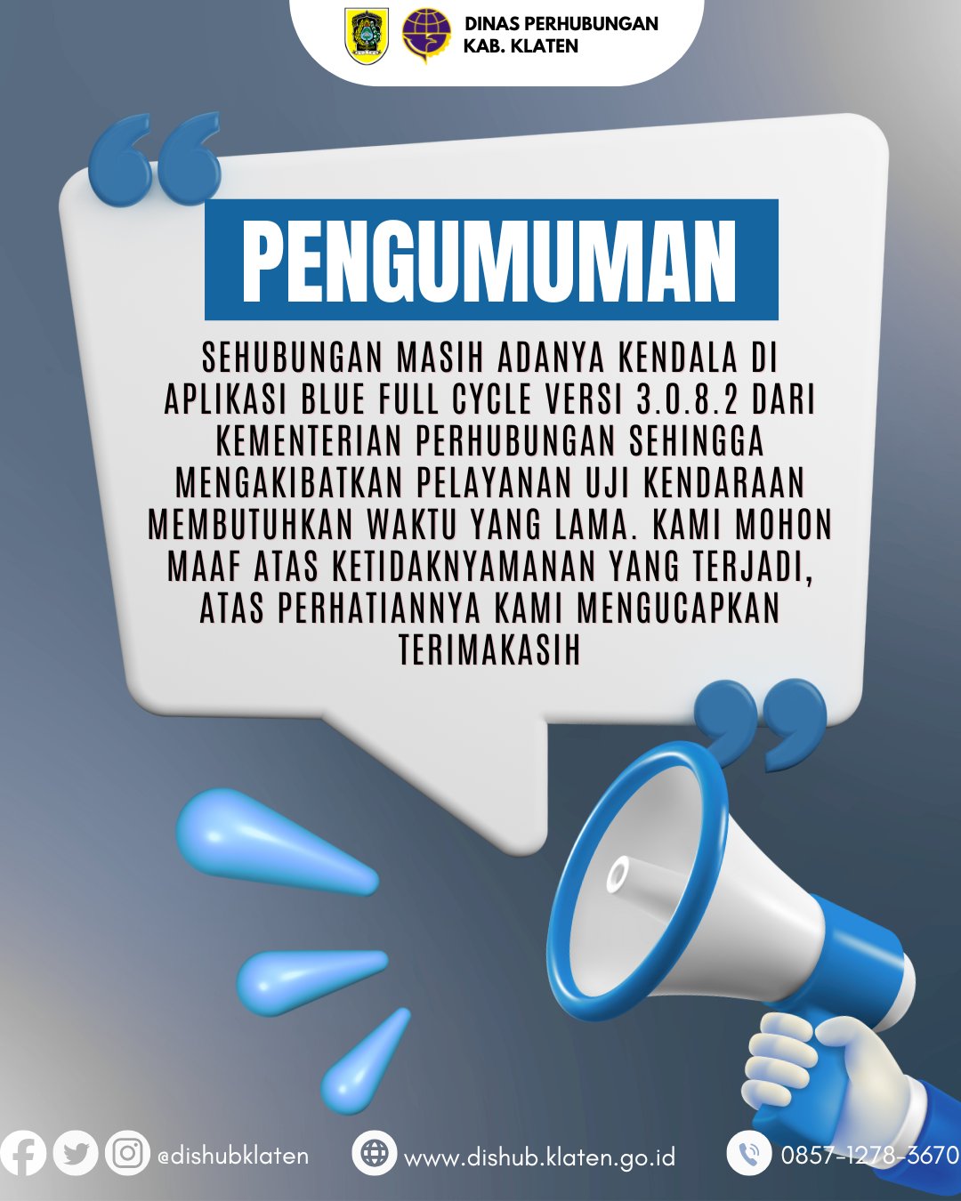 Sistem BLUE Full Cycle Lagi Bermasalah: Proses Uji Kendaraan Dishub Klaten Jadi Lebih Lama