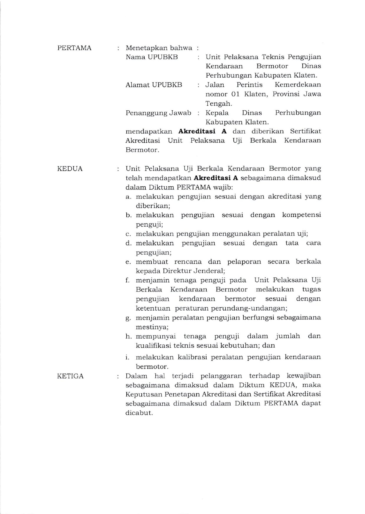 KITA TERPERCAYA! Dishub Klaten Raih Akrediasi "A" , Standar Kualitas Tertinggi