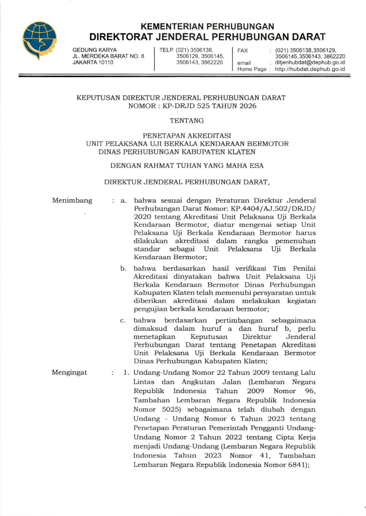 KITA TERPERCAYA! Dishub Klaten Raih Akrediasi "A" , Standar Kualitas Tertinggi