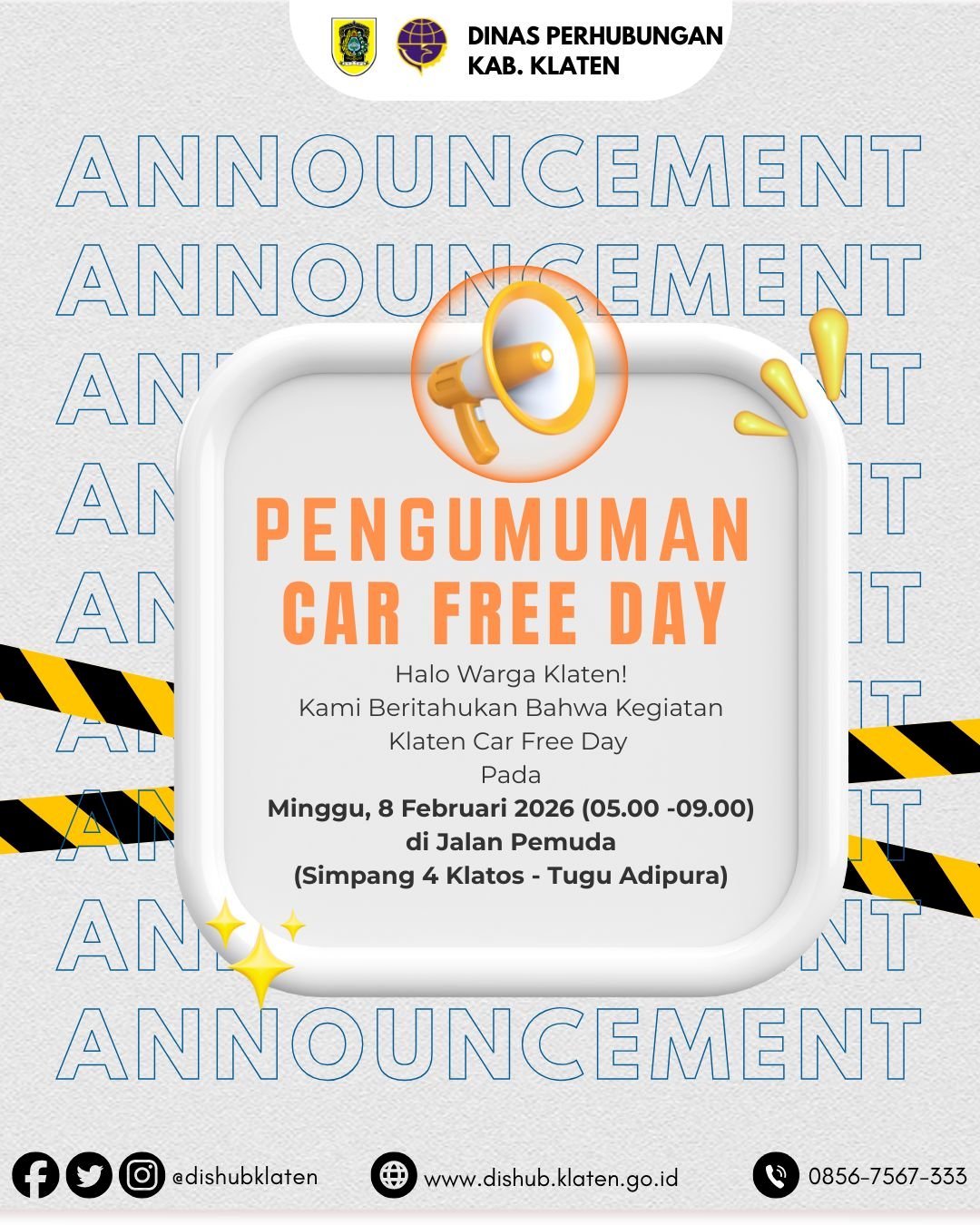 Klaten Car Free Day 8 Februari 2026 - Jalan Pemuda Jadi Zona Bebas Kendaraan